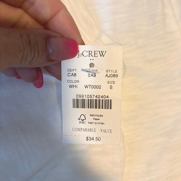 J.Crew Factory White Girlfriend Tee Small Cotton Crewneck Relaxed NWT - Picture 4 of 5